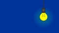 Electric light bulb lit on blue background, concept of idea, creativity and innovation. Royalty Free Stock Photo