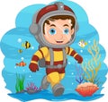 scuba diver boy under the sea