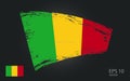 Vector flag of Mali, illustration. Brush paint stroke trail view