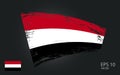 Vector flag of Yemen, illustration. . Brush paint stroke trail view.