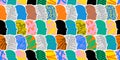 Colorful diverse people crowd abstract art seamless pattern