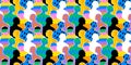 Colorful diverse people crowd abstract art seamless pattern