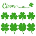 Set of green clover leaves isolated on white background. Royalty Free Stock Photo