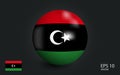 Web Realistic ball with flag of Libya. Sphere with a reflection of the incident light with shadow. Royalty Free Stock Photo