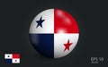 Web Realistic ball with flag of Panama. Sphere with a reflection of the incident light with shadow.