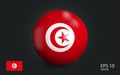 Web Realistic ball with flag of Tunisia. Sphere with a reflection of the incident light with shadow. Royalty Free Stock Photo