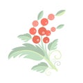 Red fruits green leaves pastel colored flat design stock illustration Royalty Free Stock Photo