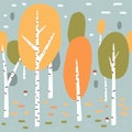 Vector seamless pattern, birches in the forest.