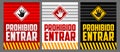 Prohibido Entrar, Entrance Prohibited, Do not enter Spanish text warning sign set