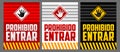 Prohibido Entrar, Entrance Prohibited, Do not enter Spanish text warning sign set Royalty Free Stock Photo