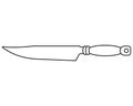 Kitchen knife linear, food preparation tool - vector illustration for coloring book, sign or logo.