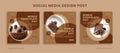 Set of Editable Social Media Instagram Design Post with Circle and Brown theme. For Celebrate World Chocolate Day