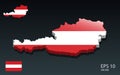 3D Austria map and flag . 3D shape design . Independence day concept . Perspective view . VectorWeb Royalty Free Stock Photo