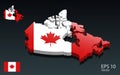 3D Canada map and flag . 3D shape design . Independence day concept . Perspective view . VectorWeb Royalty Free Stock Photo