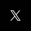 X, the new Twitter logotype redesign. Twitter logo in white on the black background.