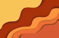 Vector background illustration in paper cut style for web design. Abstract wave illustration in red, orange and yellow colors Royalty Free Stock Photo