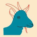 Cute fancy goat, kid. Vector illustration in flat simple style