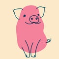 Cute, fancy pig. Vector illustration in flat cartoon style Royalty Free Stock Photo