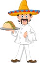 Mexican chef with tacos cartoon Royalty Free Stock Photo
