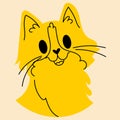 Yellow, fancy cat. Vector illustration in flat cartoon style