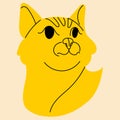 Yellow, fancy cat. Vector illustration in flat cartoon style