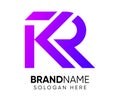 Initial Letter KR Logo Template Design Vector Illustration Purple Elegant Royalty Free Stock Photo