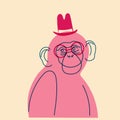 Monkey. Avatar, badge, poster, logo templates, print. Vector illustration