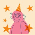 Monkey. Avatar, badge, poster, logo templates, print. Vector illustration