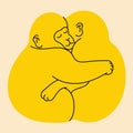 Two monkeys hugging. Vector illustration in flat cartoon style Royalty Free Stock Photo