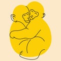 Two monkeys hugging. Vector illustration in flat cartoon style Royalty Free Stock Photo