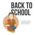 Line art child back to school illustration vector.