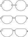 Flat Isolated Grayscale Set of three Sunglasses