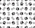 Seamless pattern of bone and dogs trace