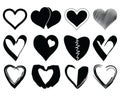 Black silhouettes of hearts Royalty Free Stock Photo