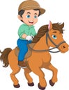 cartoon cute boy riding a horse Royalty Free Stock Photo