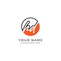 H, D, HD Initial letter handwritten and signature vector image template in round shape log