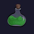 Green potion in a bottle. Isolated on dark background. Royalty Free Stock Photo