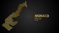 Vector gold map of Monaco, futuristic modern website background or cover page .Web Royalty Free Stock Photo