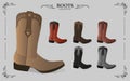 Cowboy Boots detailed illustration leather casual shoes collection