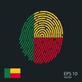 Fingerprint vector colored with the national flag of BeninWeb