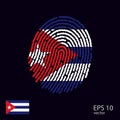 Fingerprint vector colored with the national flag of Cuba.Web