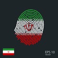 Fingerprint vector colored with the national flag of Iran.Web