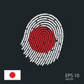 Fingerprint vector colored with the national flag of JapanWeb