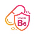 Vitamin B6 Pill Shield icon Logo Protection, Medicine heath Vector illustration