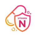 Vitamin N Pill Shield icon Logo Protection, Medicine heath Vector illustration