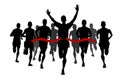 Running a marathon, runner wins Royalty Free Stock Photo