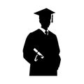 Graduate Silhouette, Graduated at university Silhouette, Happy Graduation Activity vector Royalty Free Stock Photo