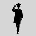 Graduate Silhouette, Graduated at university Silhouette, Happy Graduation Activity Silhouettes Royalty Free Stock Photo