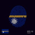 Vector fingerprint colored with the national flag of Nauru.Web