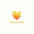 Heart Logo With Burning Fire